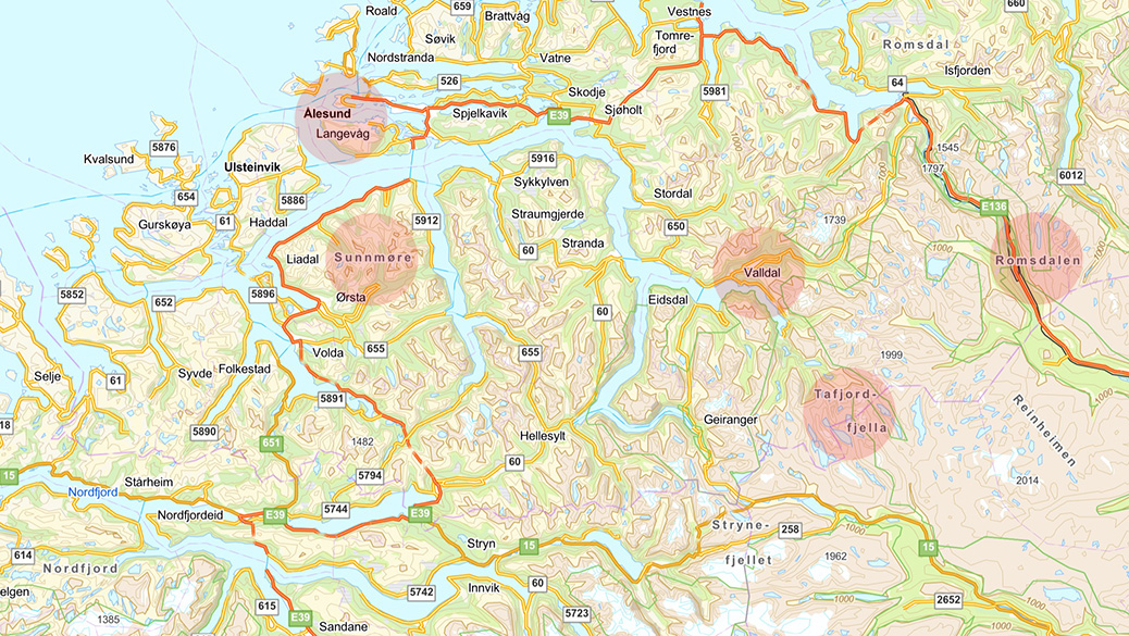 Landkarte Sunnmore Romsdalen Tafjordfjella