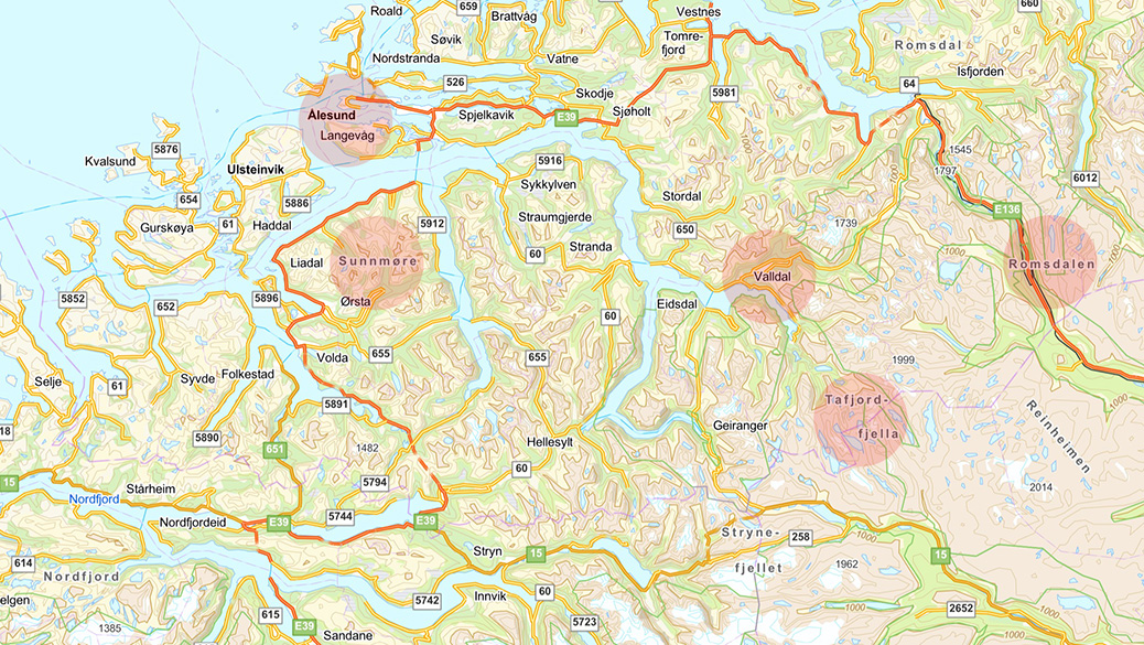 Landkarte Sunnmore Romsdalen Tafjordfjella